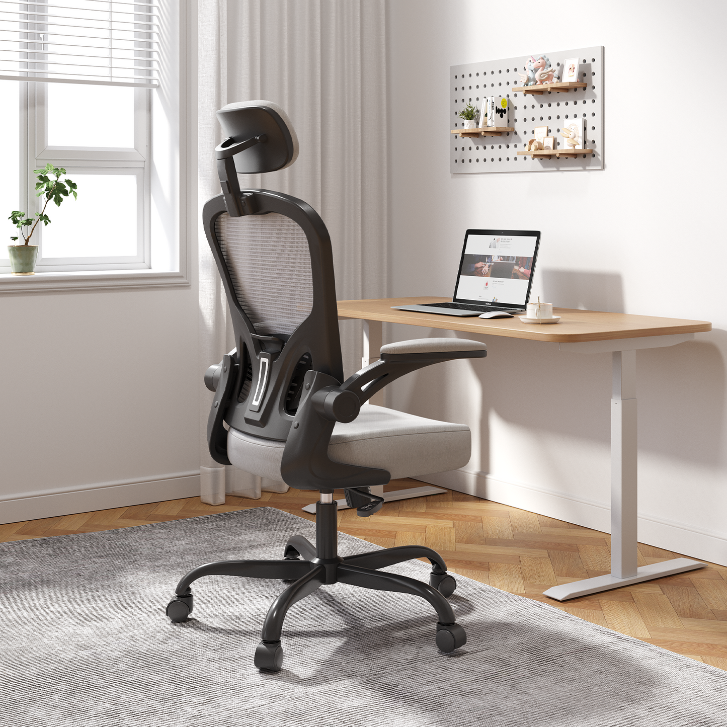 Ergonomic Office Chair Home High Back Desk Chair for Long Hours Comfortable Black+Grey
