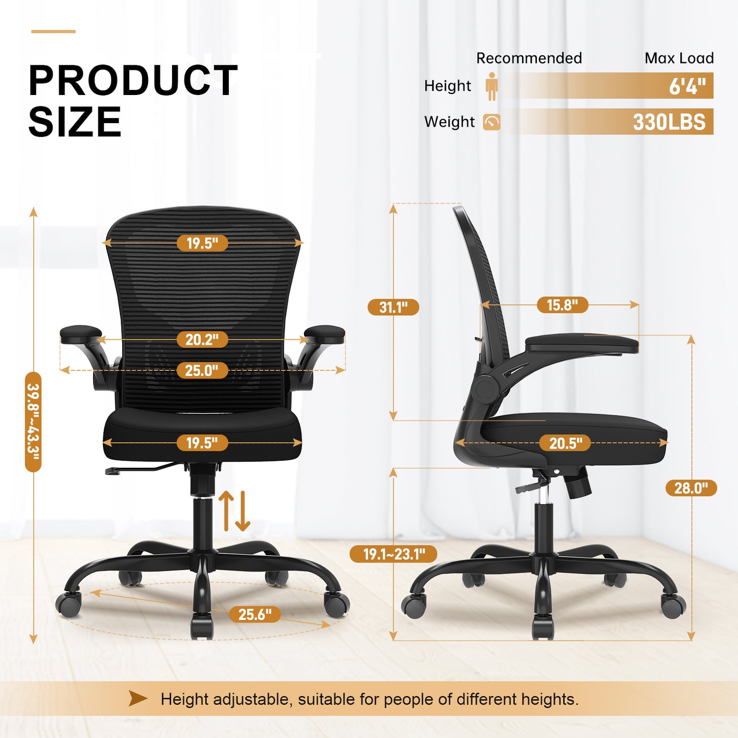 Desk Chair Comfy Home Office Chair Business Computer Chair Ergonomic Black