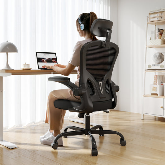 Ergonomic Office Chair Home High Back Desk Chair for Long Hours Comfortable Black