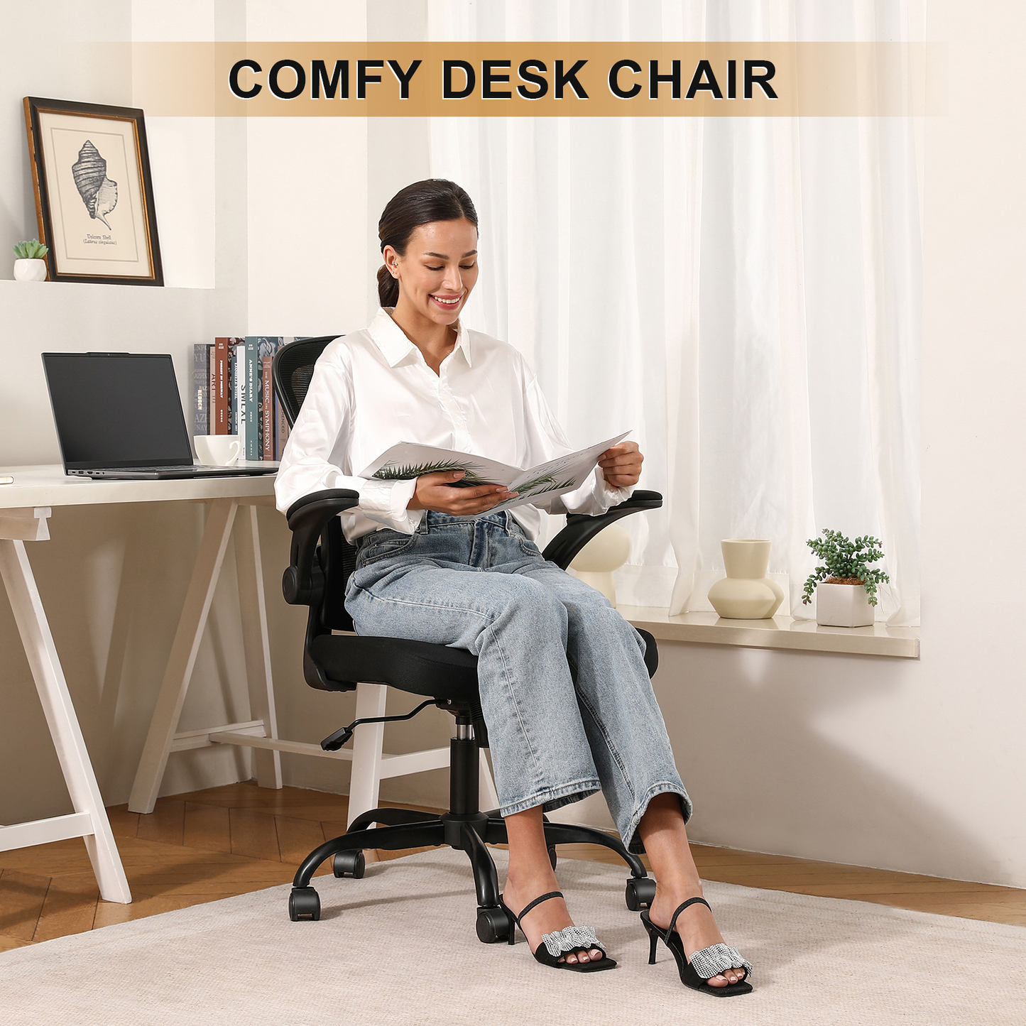 Desk Chair Comfy Home Office Chair Business Computer Chair Ergonomic Black