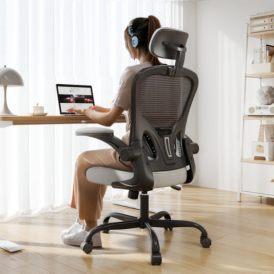 Ergonomic Office Chair Home High Back Desk Chair for Long Hours Comfortable Black+Grey