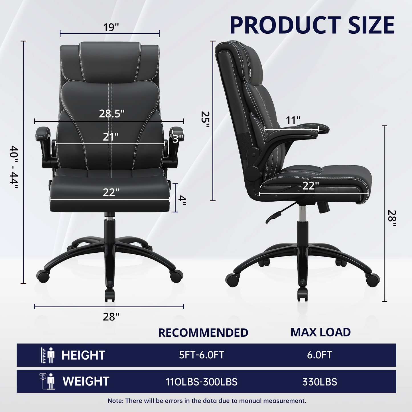 Big and Tall Ergonomic Computer Chairs,  High Back Executive Breathable Leather Chair