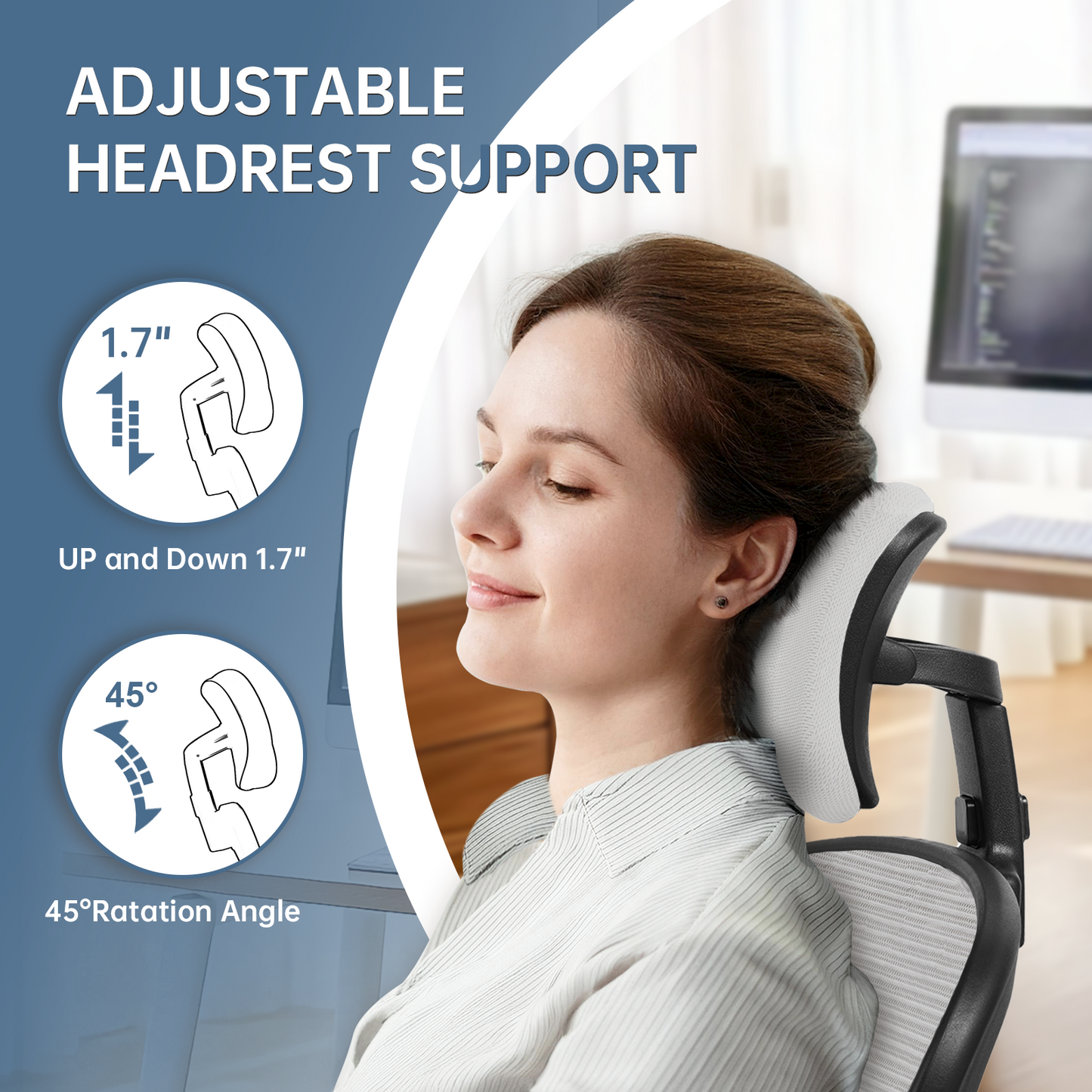 Ergonomic Office Chair Home High Back Desk Chair for Long Hours Comfortable Black+Grey