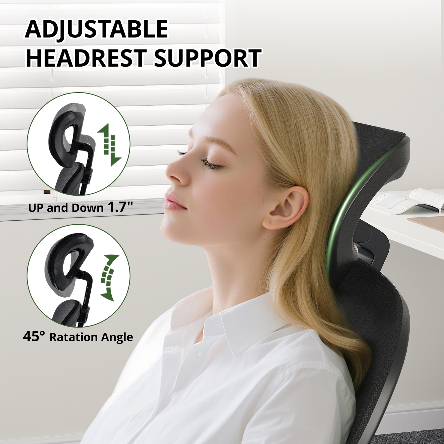Ergonomic Desk Chair, 330LBS Capacity, High Back Computer Chair with Lumbar Support