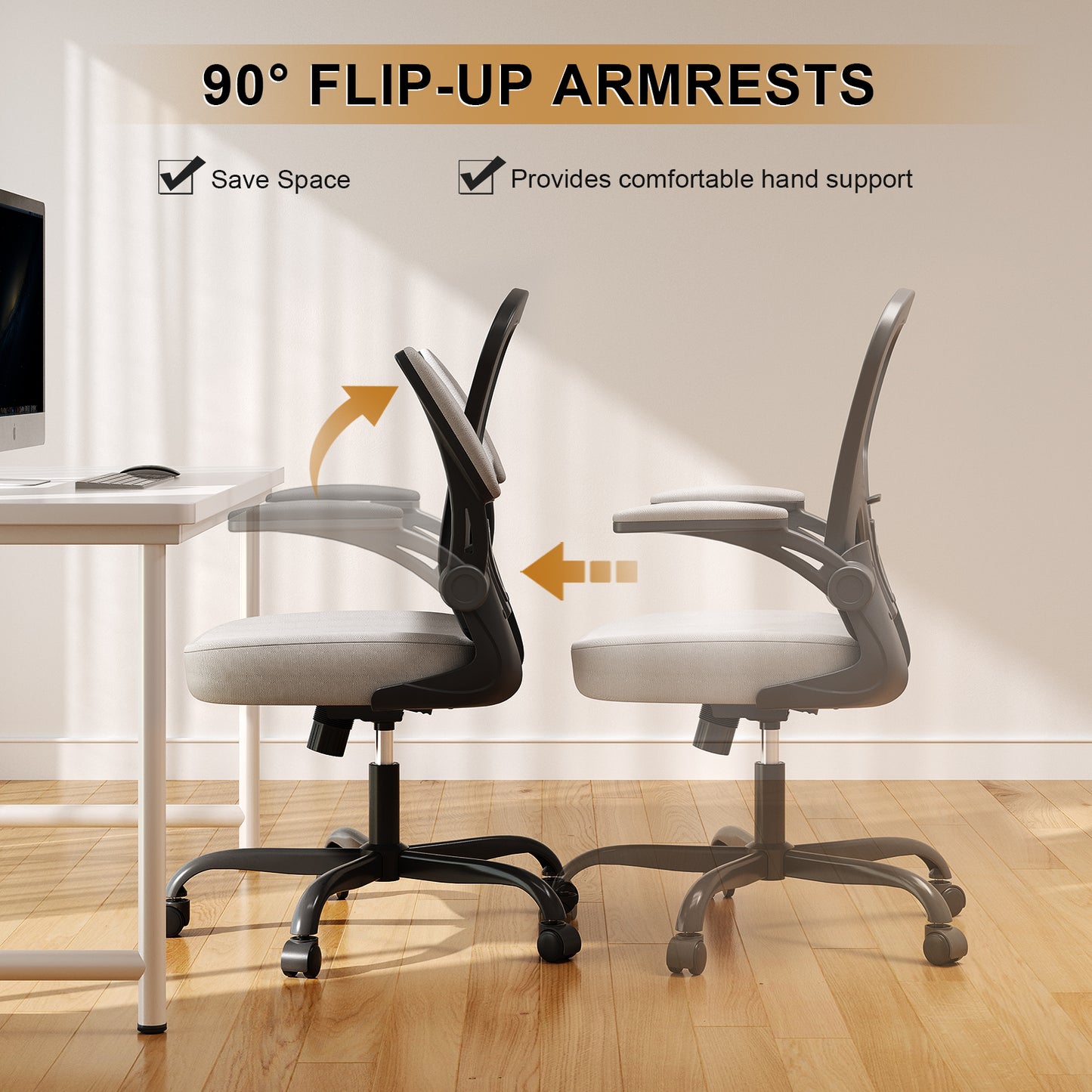 Desk Chair Comfy Home Office Chair Business Computer Chair Ergonomic Black+Grey