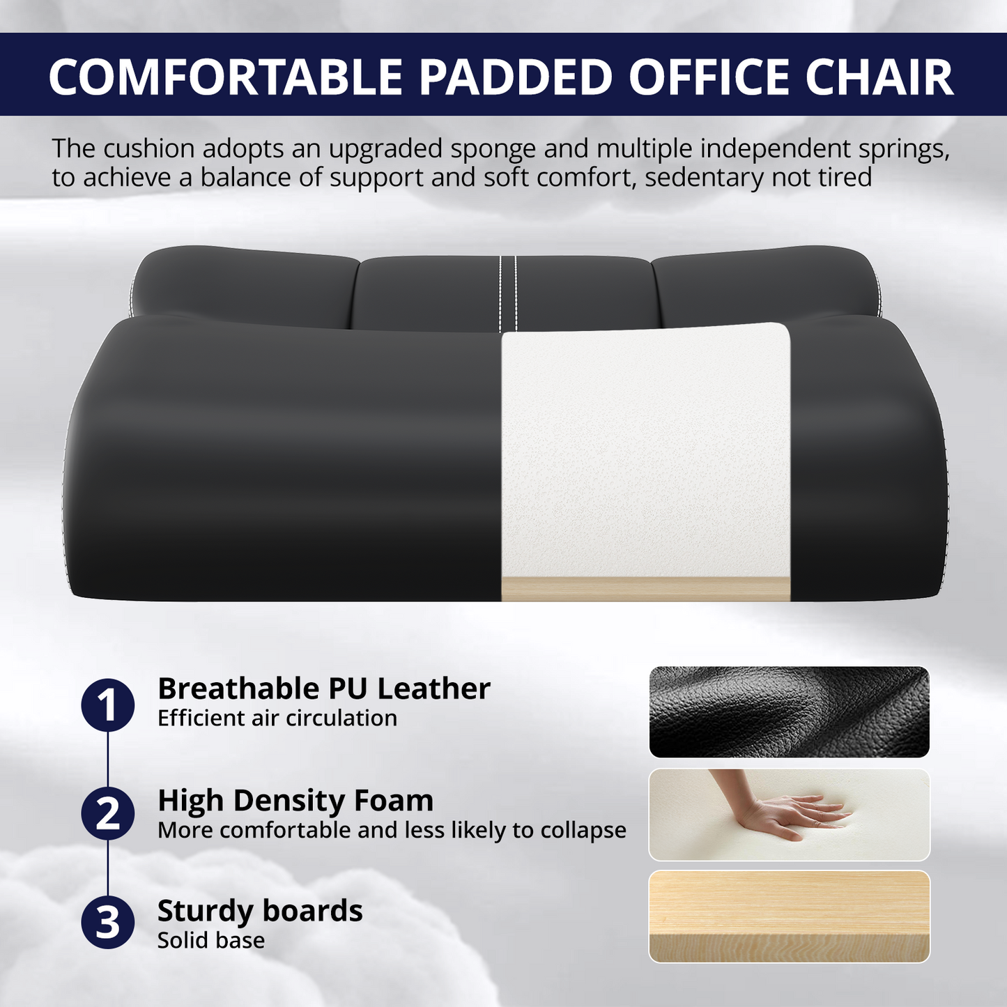 Big and Tall Ergonomic Computer Chairs,  High Back Executive Breathable Leather Chair