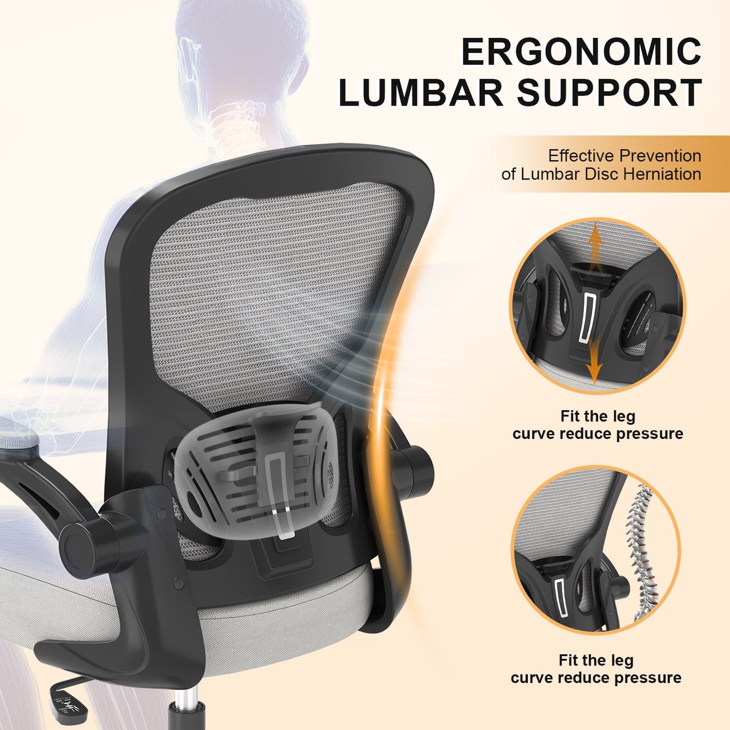 Desk Chair Comfy Home Office Chair Business Computer Chair Ergonomic Black+Grey