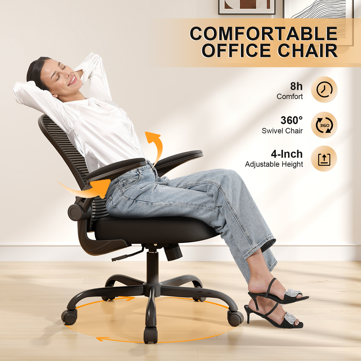 Desk Chair Comfy Home Office Chair Business Computer Chair Ergonomic Black