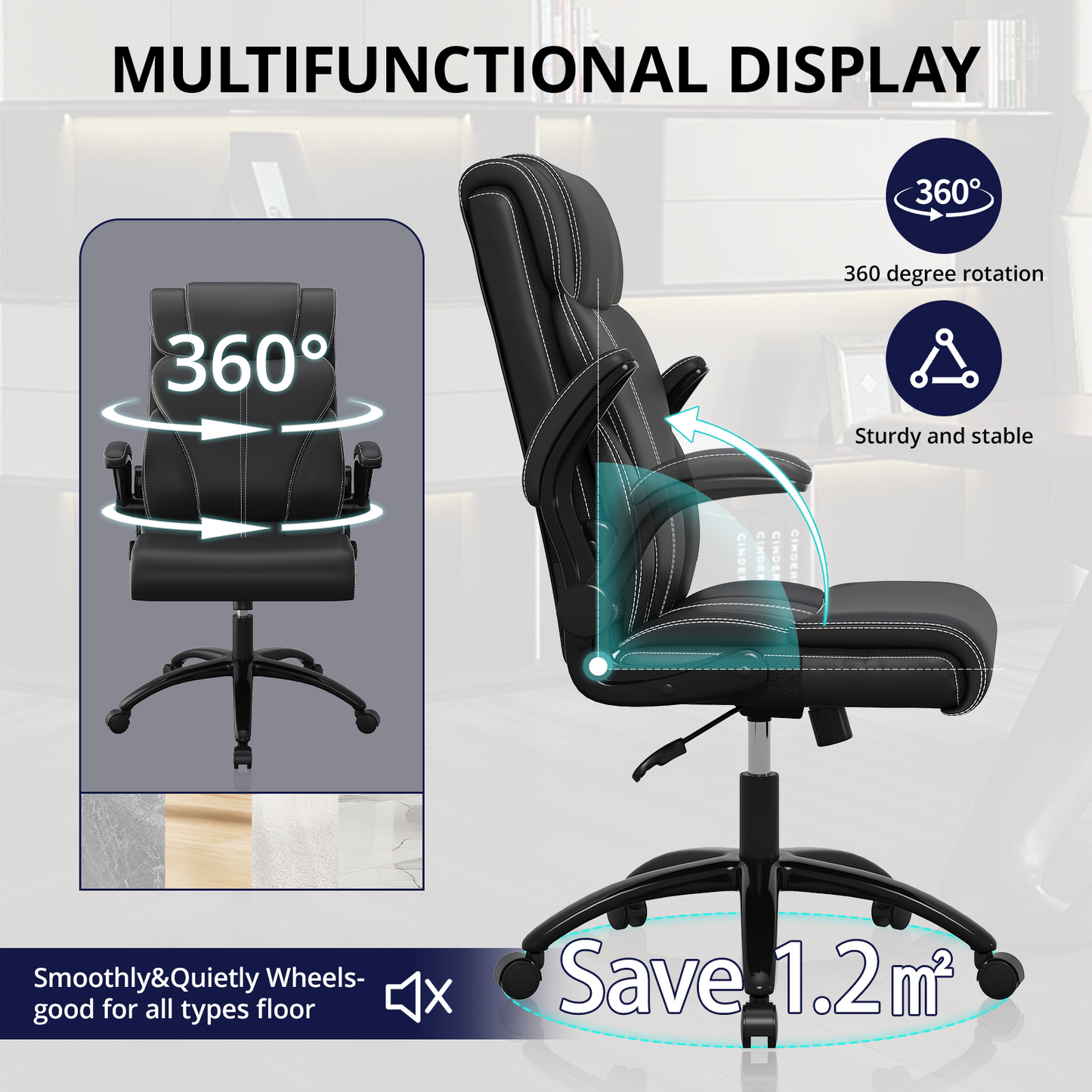 Big and Tall Ergonomic Computer Chairs,  High Back Executive Breathable Leather Chair