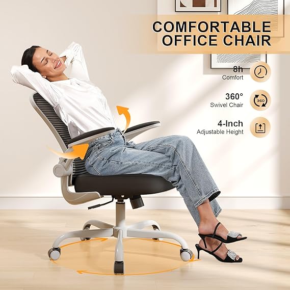 Desk Chair Comfy Home Office Chair Business Computer Chair Ergonomic Grey+Black