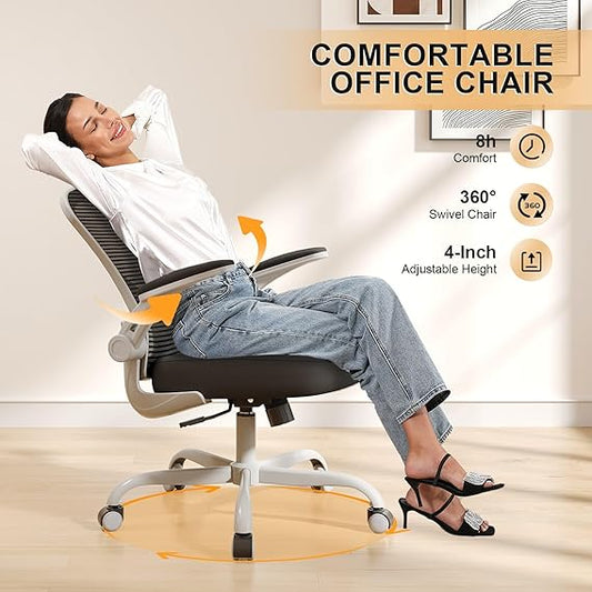 Desk Chair Comfy Home Office Chair Business Computer Chair Ergonomic Grey+Black