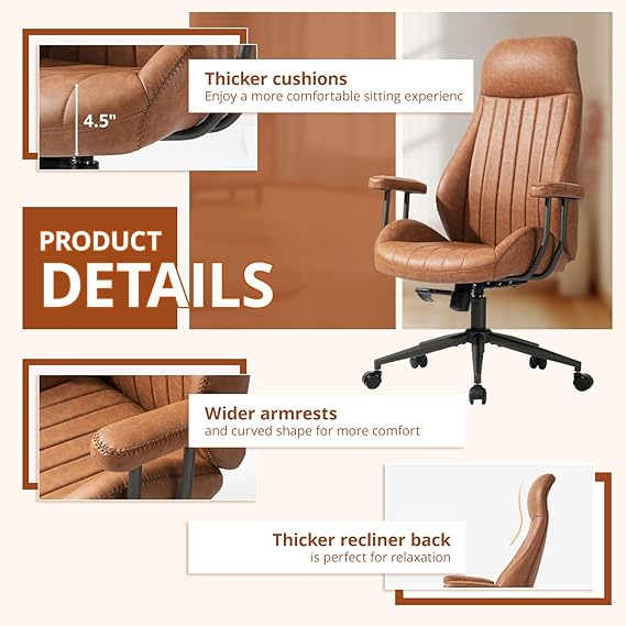 Comfy Executive PU Leather High Back Ergonomic Office Chair