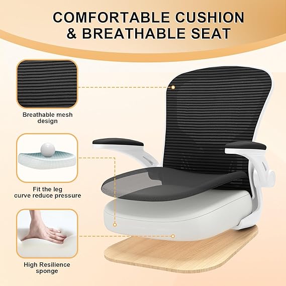 Desk Chair Comfy Home Office Chair Business Computer Chair Ergonomic White+Black