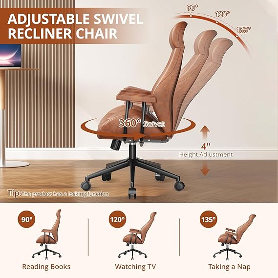 Comfy Executive PU Leather High Back Ergonomic Office Chair