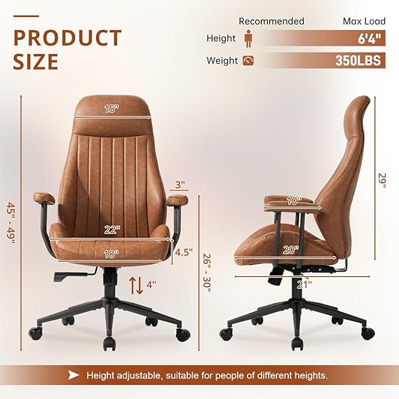 Comfy Executive PU Leather High Back Ergonomic Office Chair