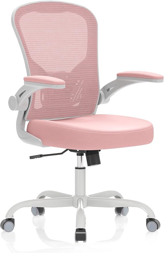 Desk Chair Comfy Home Office Chair Business Computer Chair Ergonomic Grey+Pink