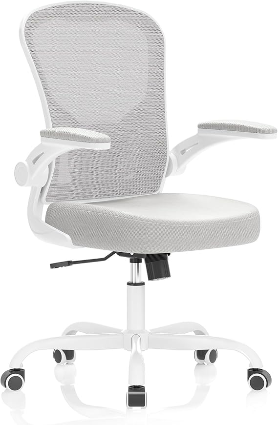 Desk Chair Comfy Home Office Chair Business Computer Chair Ergonomic White+Grey