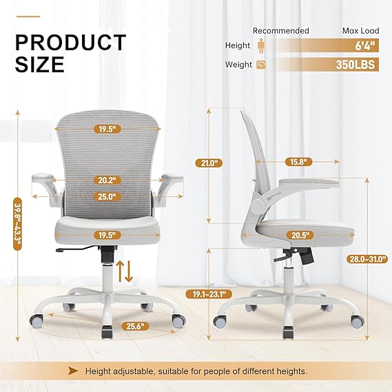 Desk Chair Comfy Home Office Chair Business Computer Chair Ergonomic Grey