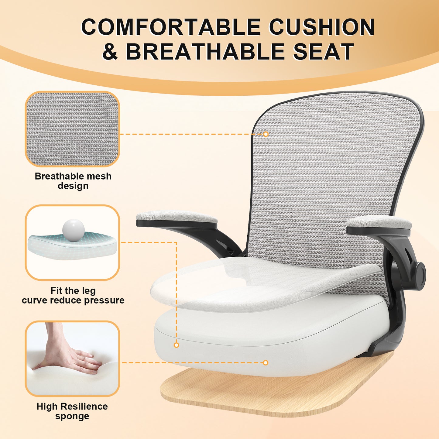 Desk Chair Comfy Home Office Chair Business Computer Chair Ergonomic Black+Grey