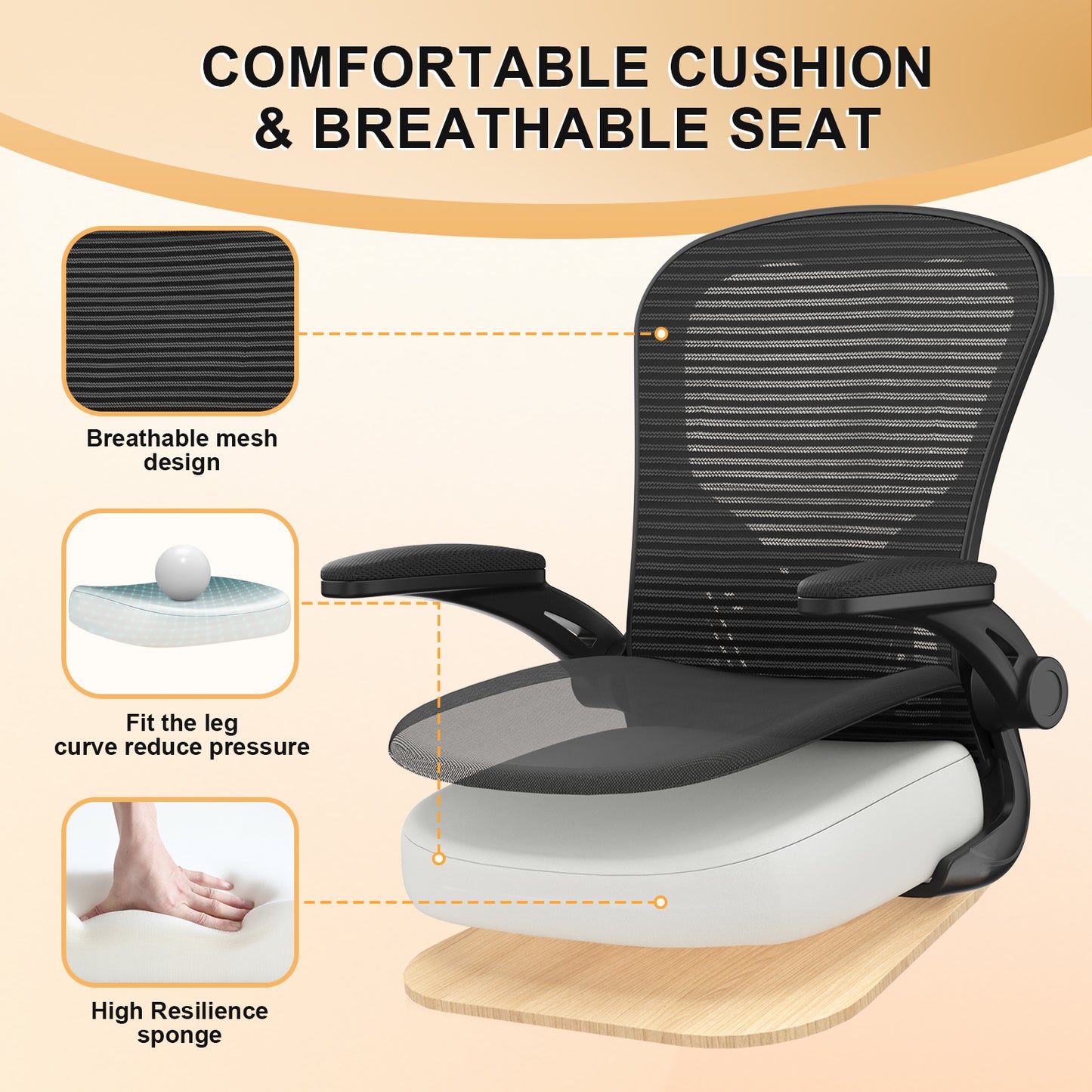 Desk Chair Comfy Home Office Chair Business Computer Chair Ergonomic Black