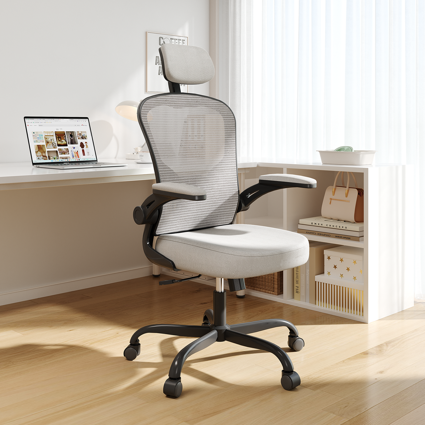Ergonomic Office Chair Home High Back Desk Chair for Long Hours Comfortable Black+Grey