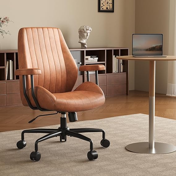 Comfy Executive PU Leather Mid Back Ergonomic Office Chair