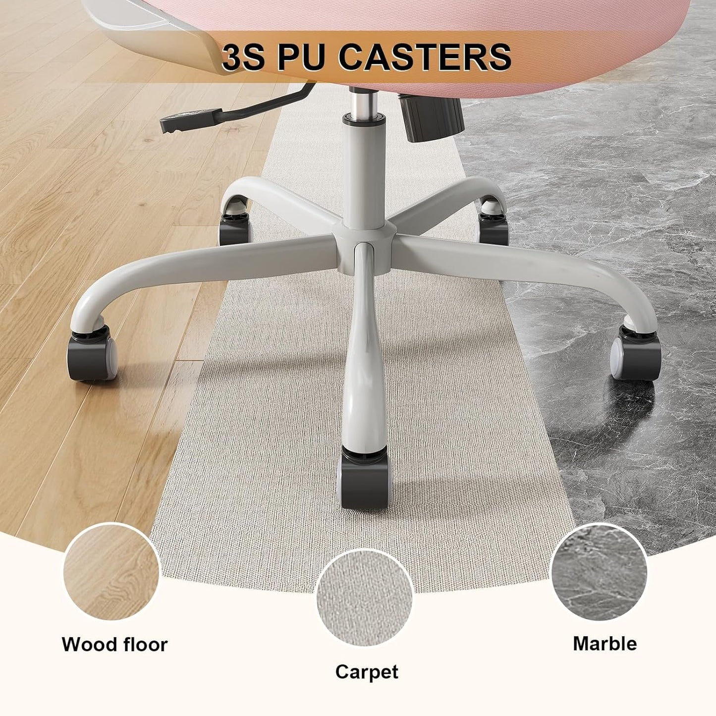 Desk Chair Comfy Home Office Chair Business Computer Chair Ergonomic Grey+Pink