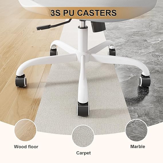 Desk Chair Comfy Home Office Chair Business Computer Chair Ergonomic White+Grey