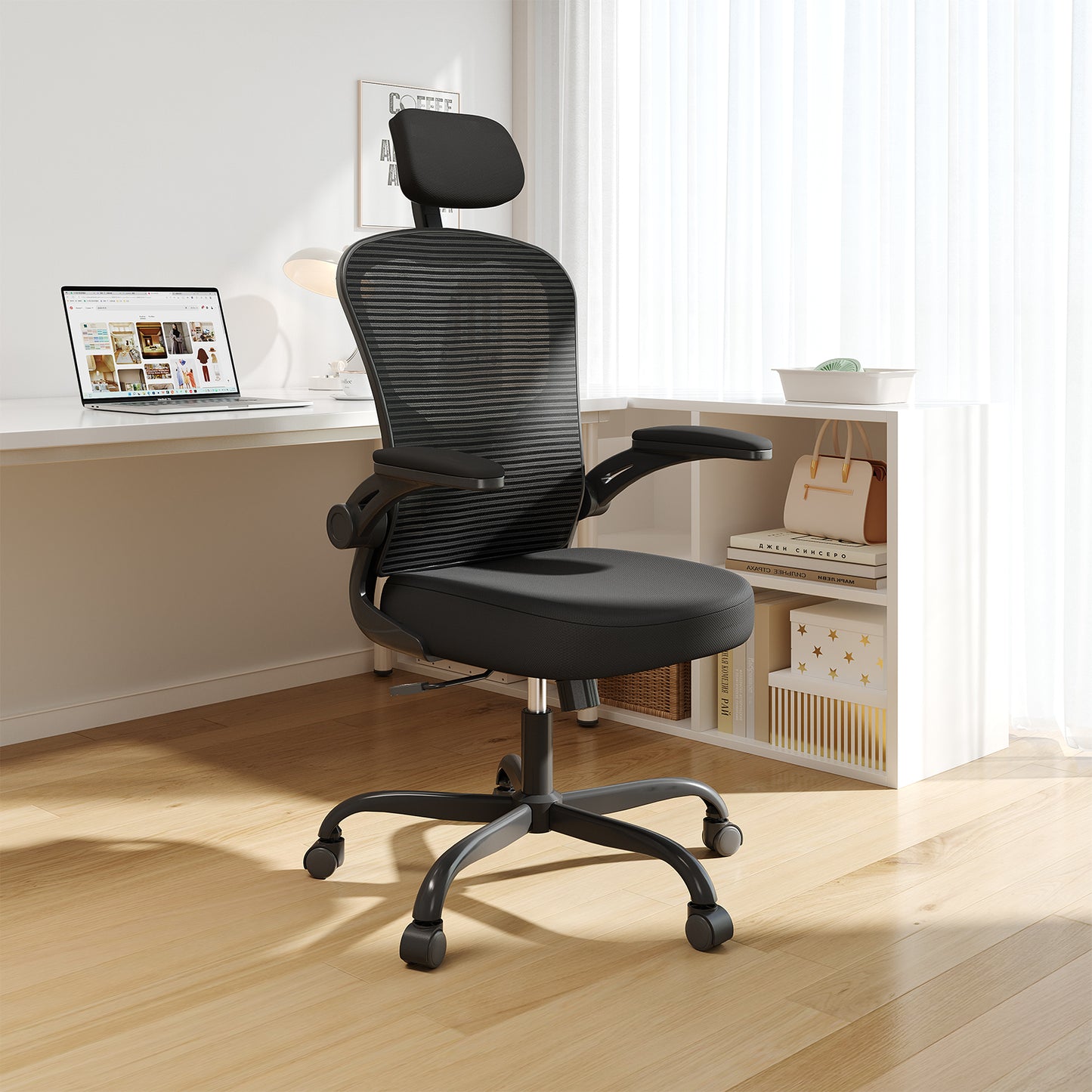 Ergonomic Office Chair Home High Back Desk Chair for Long Hours Comfortable Black