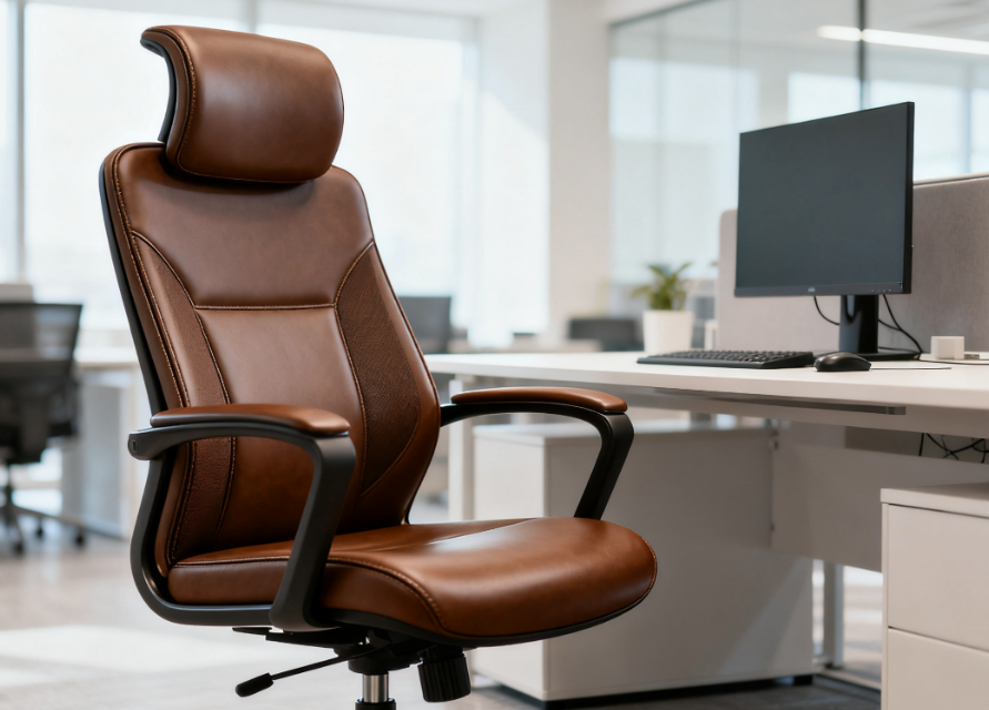 Want a Brown Leather Ergonomic Office Chair—Sleek, Comfy, and Actually Worth It?