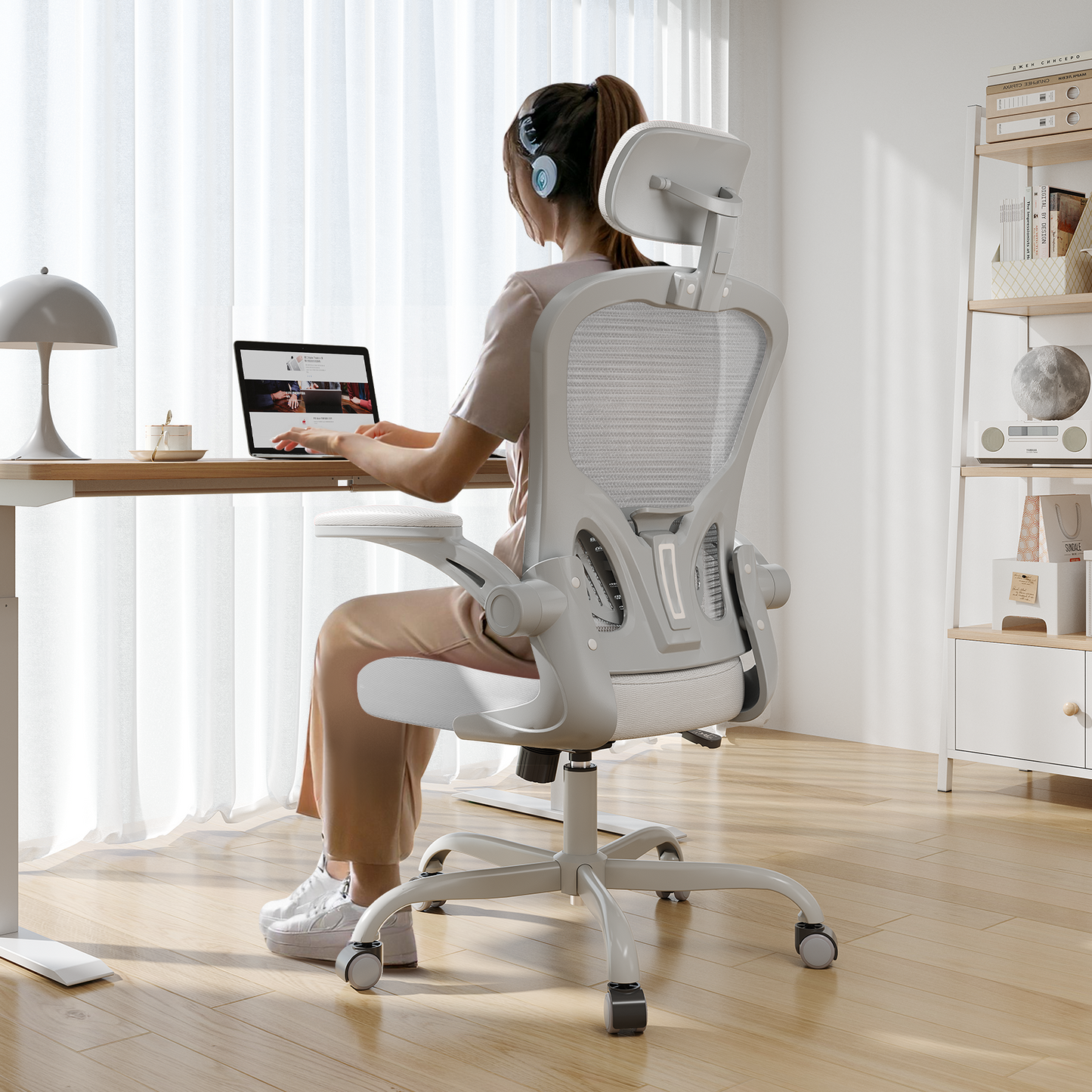 Ergonomic Office Chair Home High Back Desk Chair for Long Hours Comfortable Grey