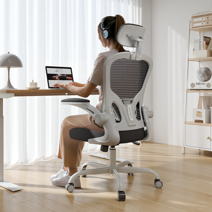 Ergonomic Office Chair Home High Back Desk Chair for Long Hours Comfortable Grey+Black