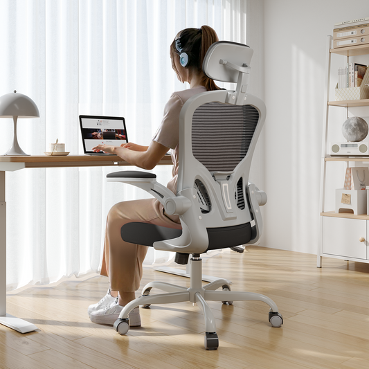 Ergonomic Office Chair Home High Back Desk Chair for Long Hours Comfortable Grey+Black