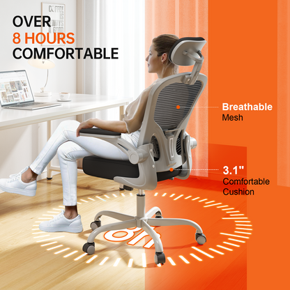 Ergonomic Office Chair Home High Back Desk Chair for Long Hours Comfortable Grey+Black