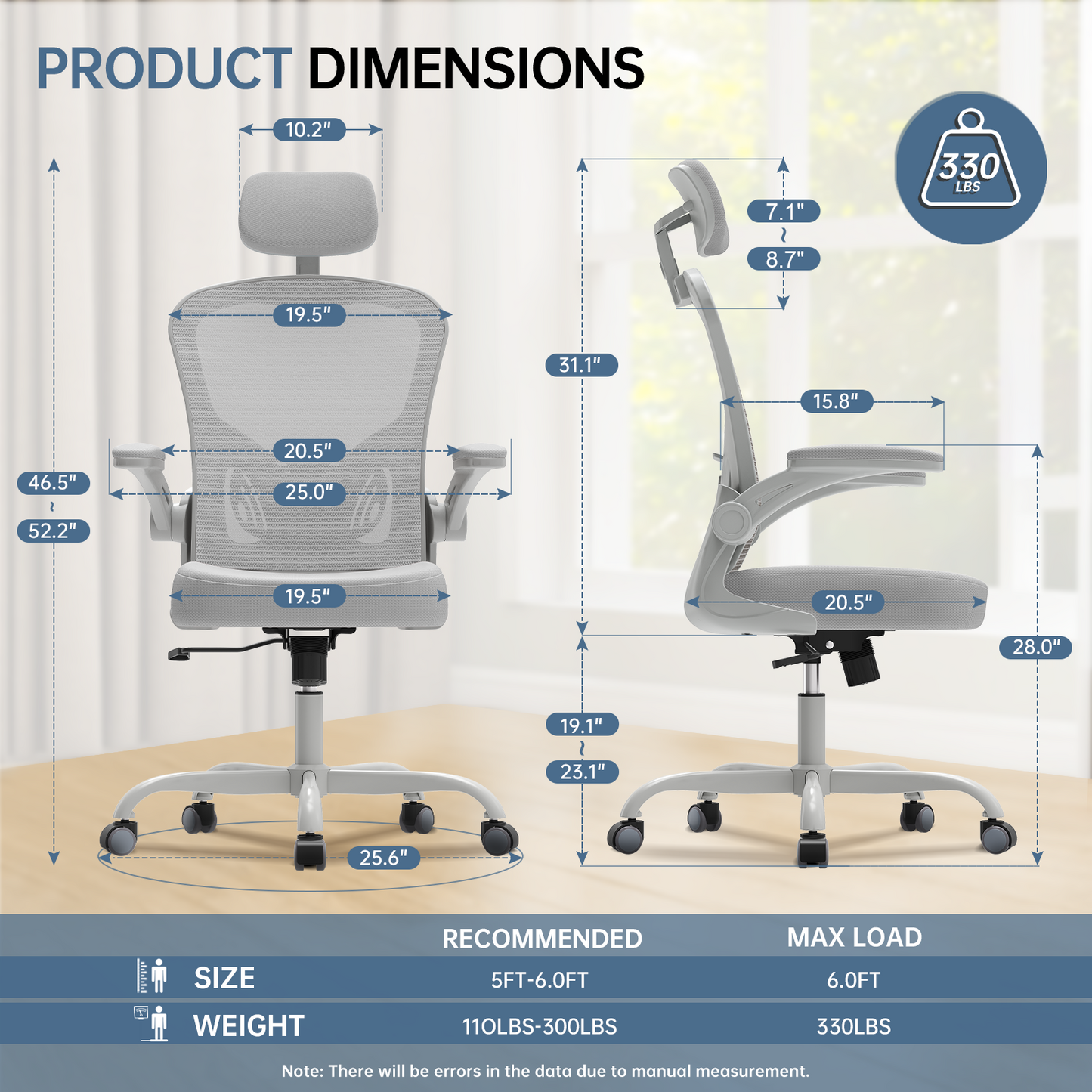 Ergonomic Office Chair Home High Back Desk Chair for Long Hours Comfortable Grey