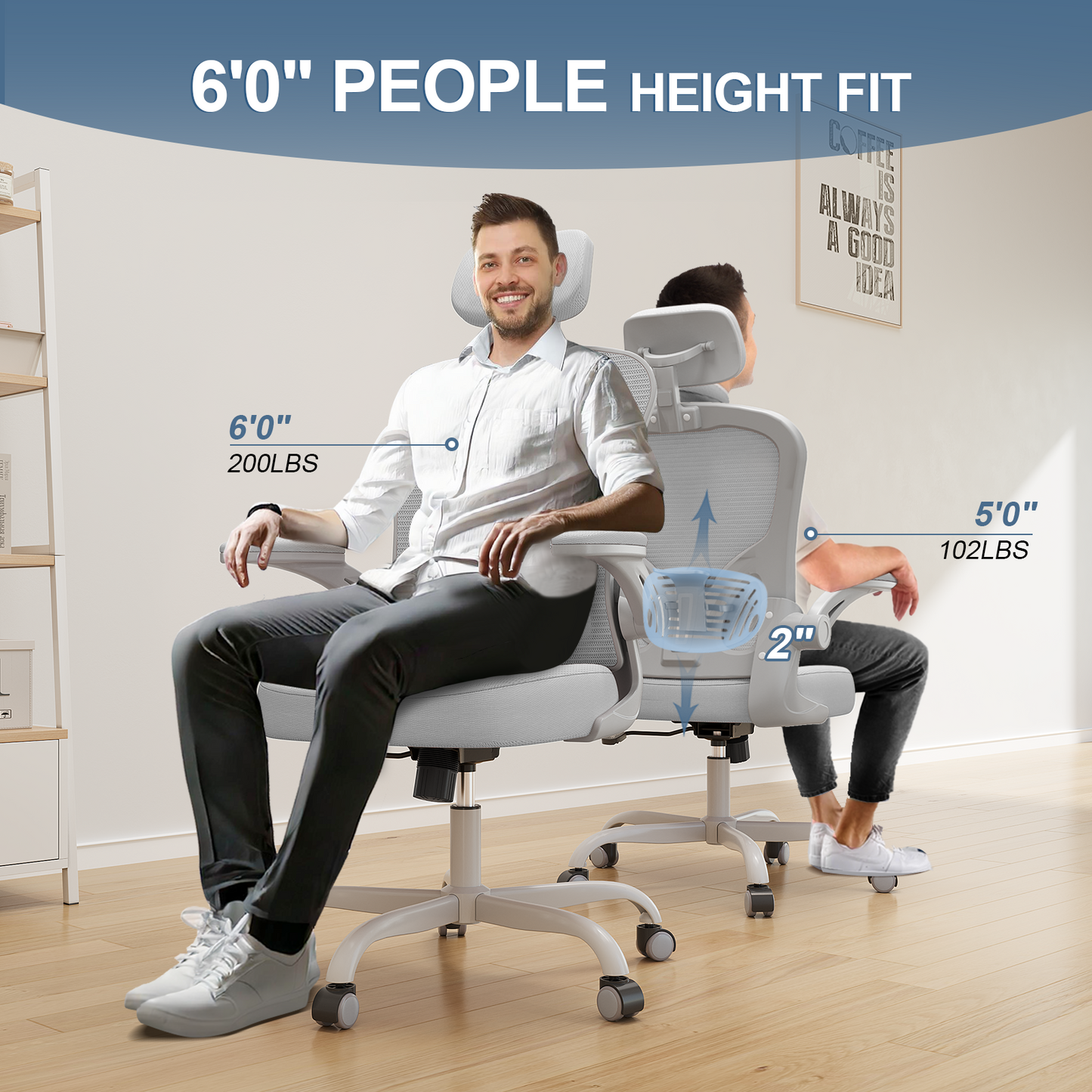 Ergonomic Office Chair Home High Back Desk Chair for Long Hours Comfortable Grey