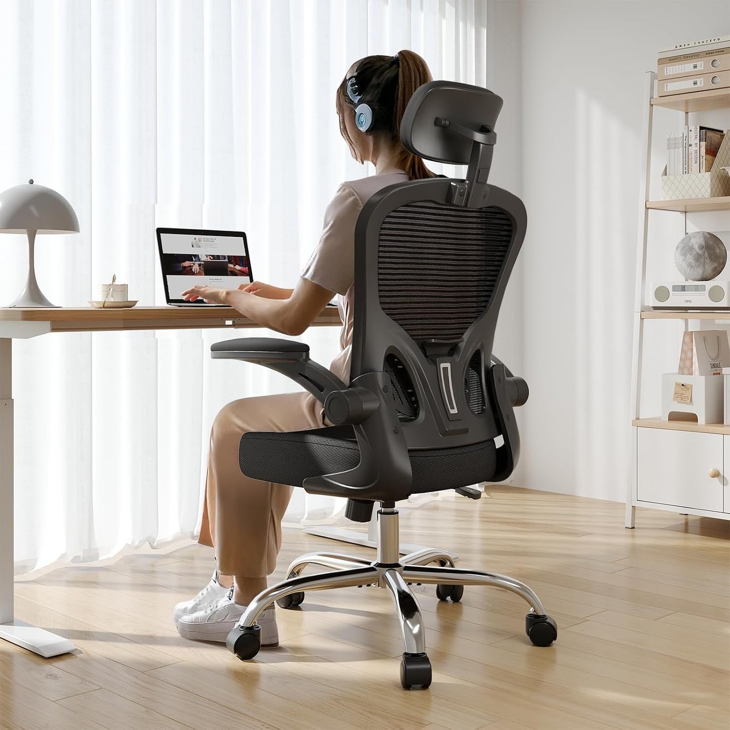 Office Chair|330LBS Capacity Ergonomic Desk Chair | High Back Computer Chair,Long Hours Comfortable,Rolling Swivel,Flip-up Armrests,Home Office