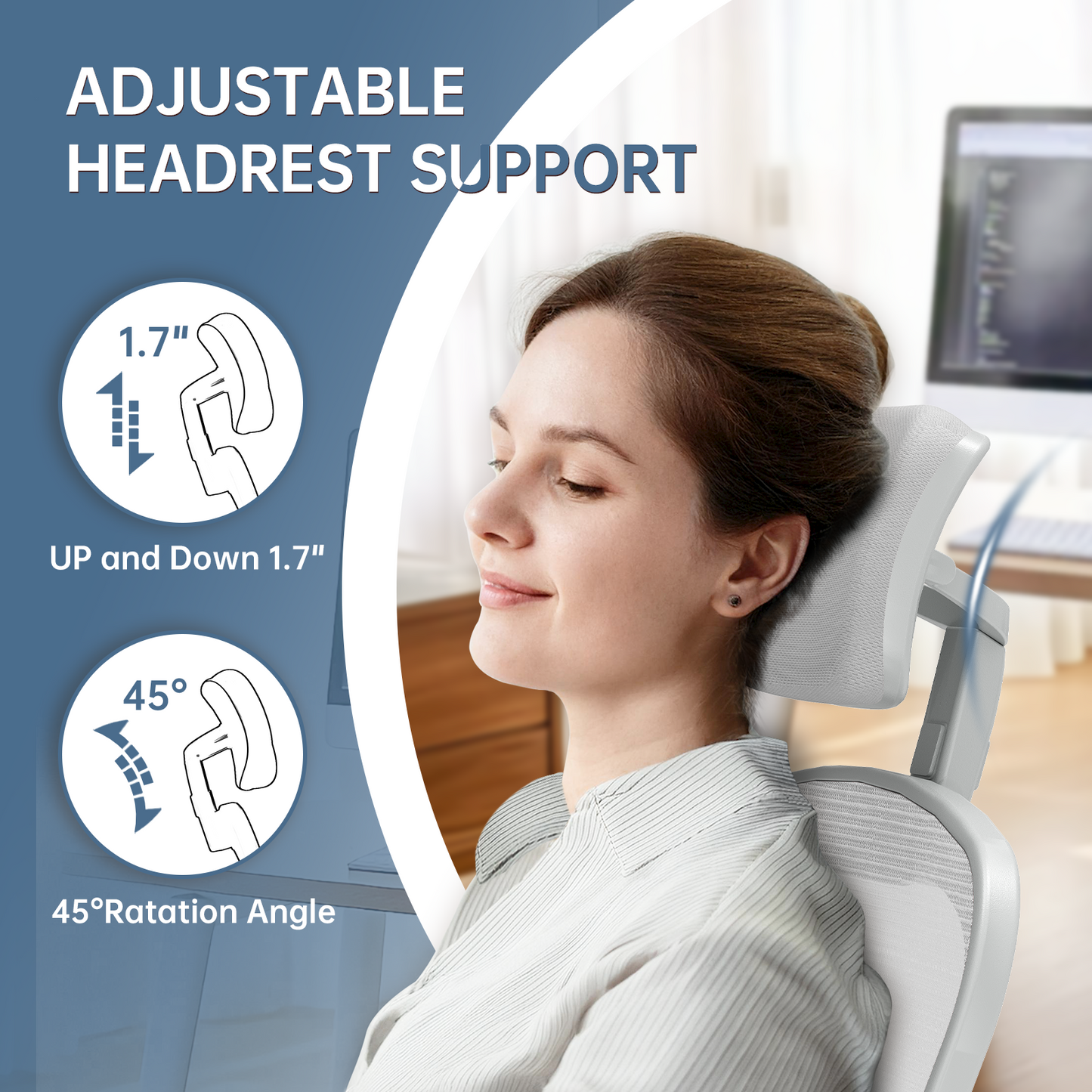 Ergonomic Office Chair Home High Back Desk Chair for Long Hours Comfortable Grey
