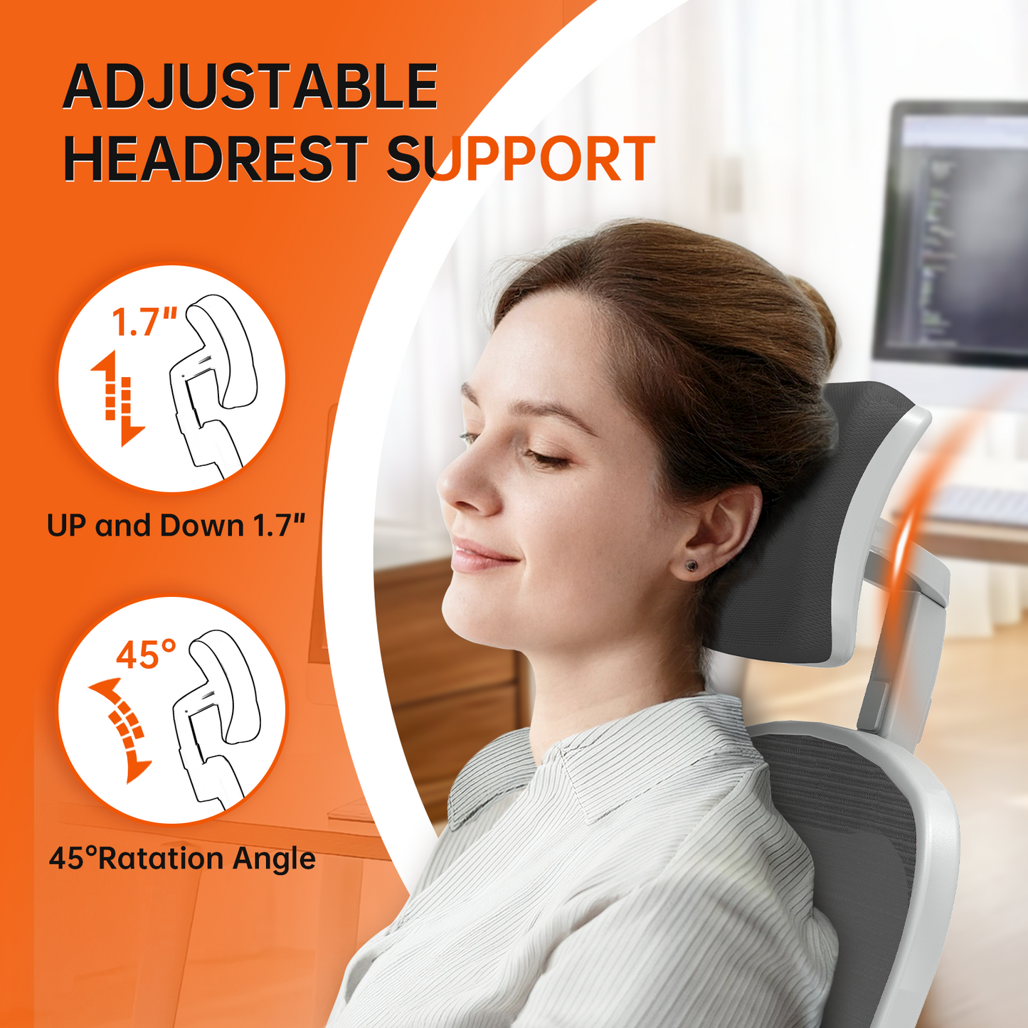 Ergonomic Office Chair Home High Back Desk Chair for Long Hours Comfortable Grey+Black