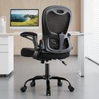 Office Chair 330 lbs Capacity, Ergonomic Breathable Mesh Desk Chair with Lumbar Support & Flip-Up Armrest, High Back Computer Chair for Home Office, Black