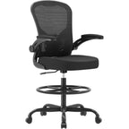 Ergonomic Tall Drafting Chair-Mesh Desk Chair with Flip-Up Arms | Adjustable Height,Lumbar Support,Adjustable Footrest Ring,Standing Desk,Breathable Backrest
