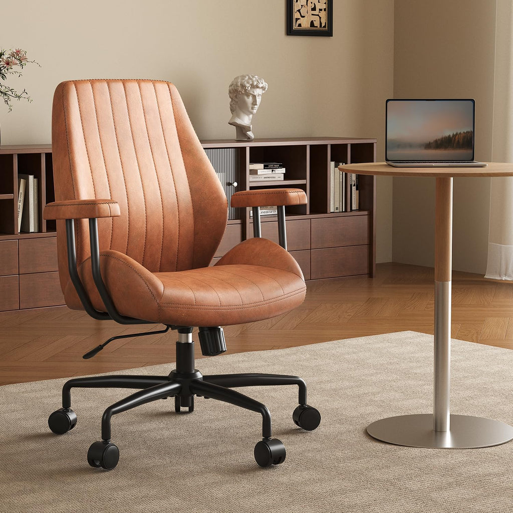 Ergonomic Home Office Chair Leather Desk Chairs with Adjustable Height | Thickened Cushions, Comfy Executive Armchair,Home Office Gaming