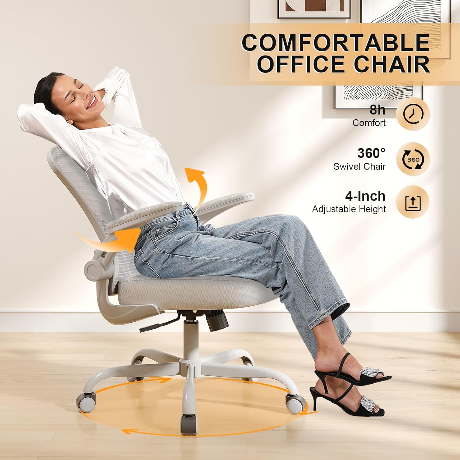 Office Chair|Ergonomic Desk Chairs 330LBS Capacity | Flip-up Armrests,Mesh Computer Chair,High Back,Comfy Work,Adjustable Lumbar Support