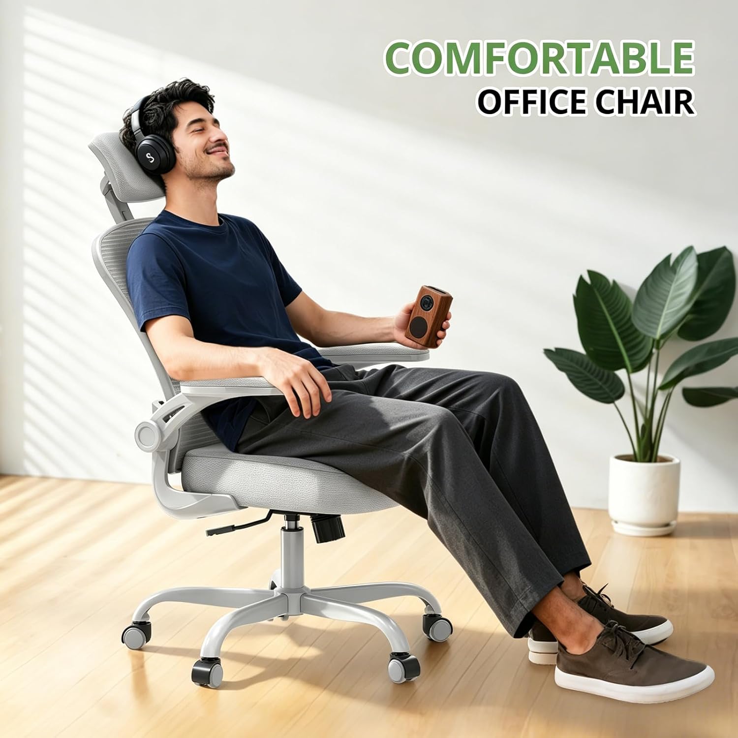 Office Chair|330LBS Capacity Ergonomic Desk Chair | High Back Computer Chair,Long Hours Comfortable,Rolling Swivel,Flip-up Armrests,Home Office
