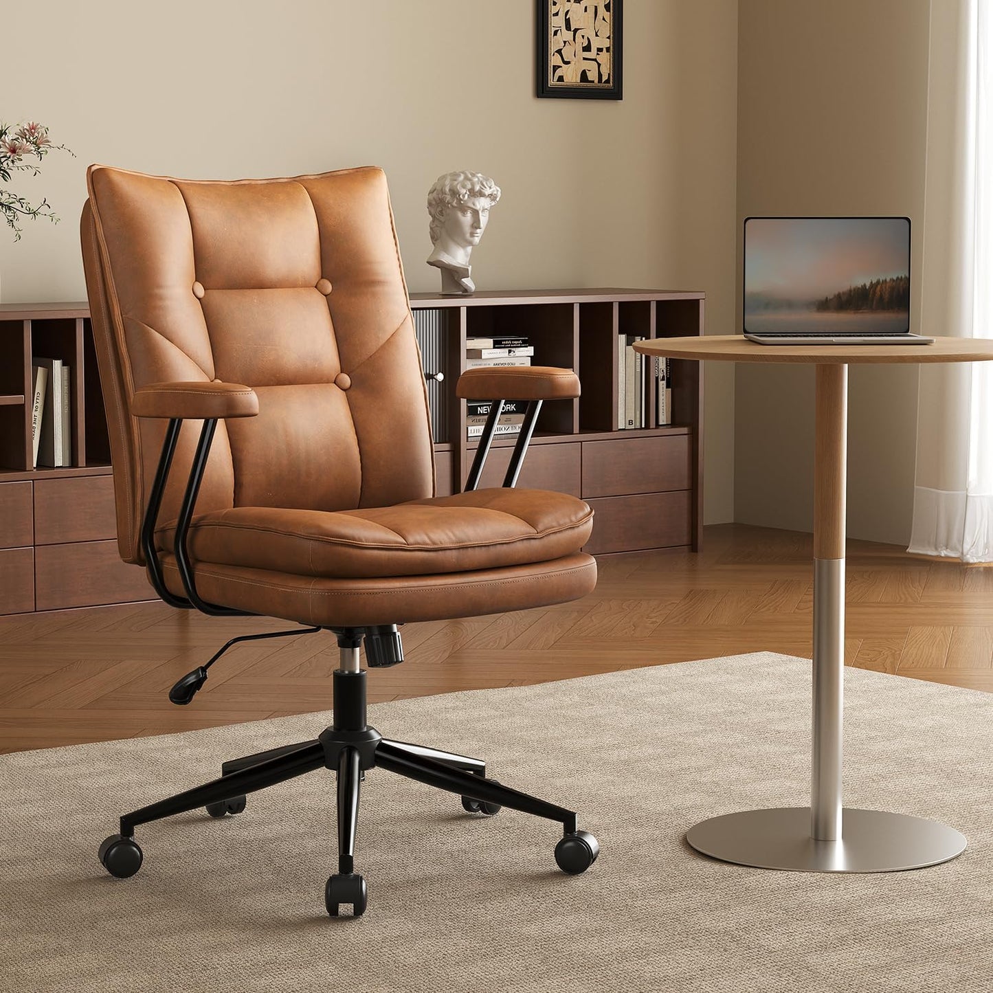 Ergonomic Home Office Chair Leather Desk Chairs with Adjustable Height | Thickened Cushions, Comfy Executive Armchair,Home Office Gaming