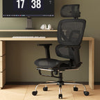 Ergonomic Office Chair with Footrest, Mesh Desk Chair with 135° Recline, Adjustable Lumbar Support, 3D Armrests and Headrest, Swivel Computer Chair for Home Office