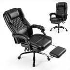 350lbs Big and Tall Executive Office Chair with Footrest | Reclining ,Wide Seat with Pocket Spring,Lumbar Support and Pillow,High Back Leather Desk Chair
