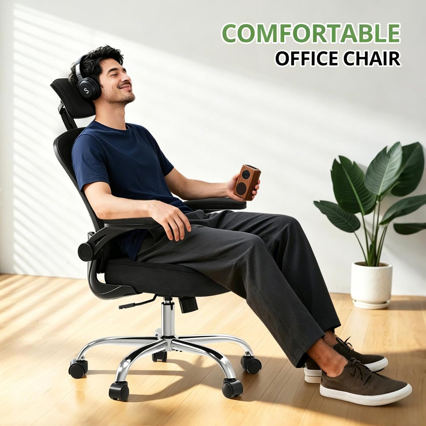 Office Chair|330LBS Capacity Ergonomic Desk Chair | High Back Computer Chair,Long Hours Comfortable,Rolling Swivel,Flip-up Armrests,Home Office