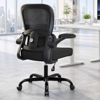 Ergonomic Mesh Office Chair with Adjustable Lumbar Support, Black | 330 LB Capacity,Flip-Up Arms,All-Day Comfort,Desk chairs,Breathable Mesh