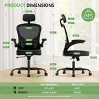Office Chair Ergonomic Desk Chair, 330LBS Capacity, High Back Computer Chair for Long Hours Comfortable, Rolling Swivel Executive Task Chair for Home Office with Flip-up Armrests, Black